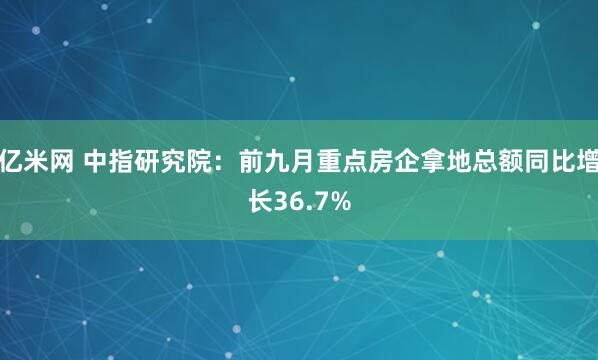 亿米网 中指研究院：前九月重点房企拿地总额同比增长36.7%